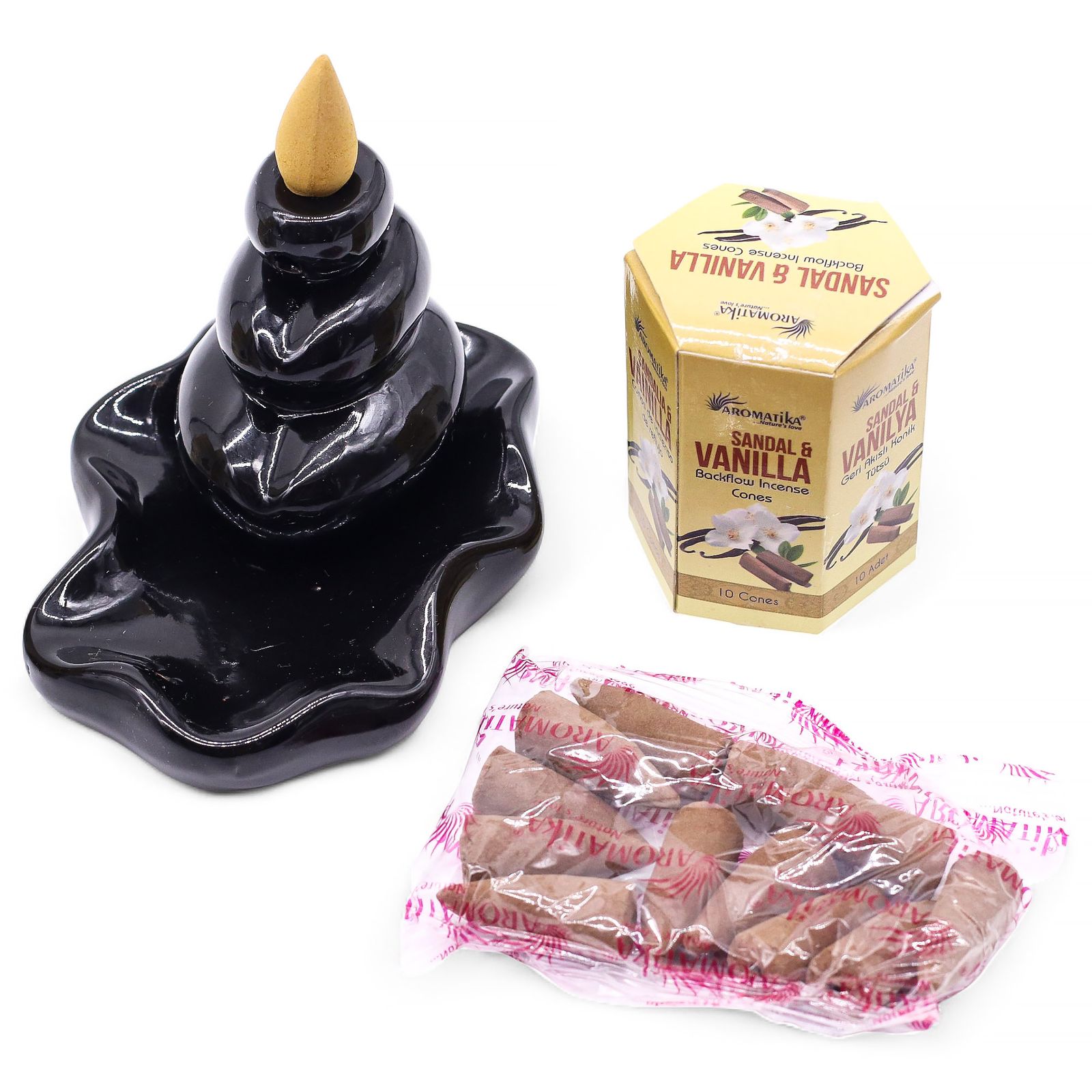Backflow røgelseskegler – Sandalwood & Vanilla (10 stk)