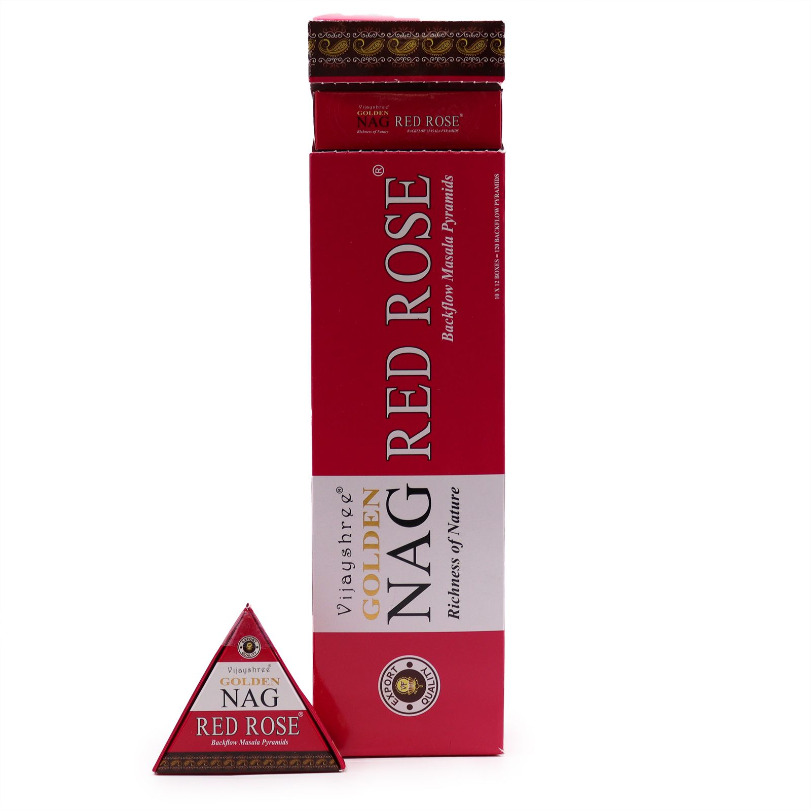 Golden Nag backflow røgelseskegler – Red Rose Jumbo (42 g)