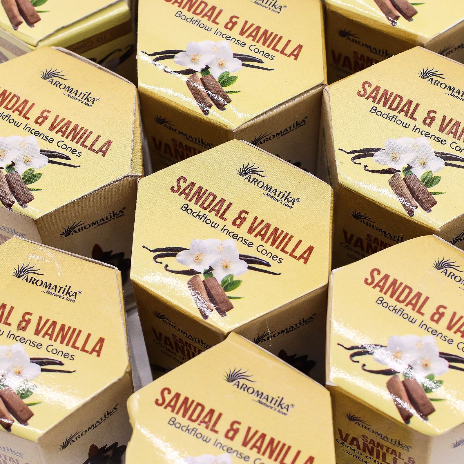 Backflow røgelseskegler – Sandalwood & Vanilla (10 stk)