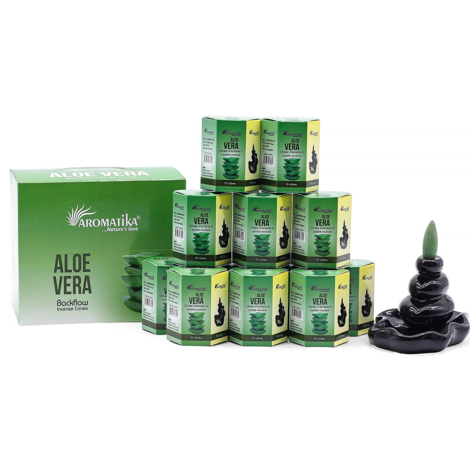 Backflow røgelseskegler – Aloe Vera (10 stk)
