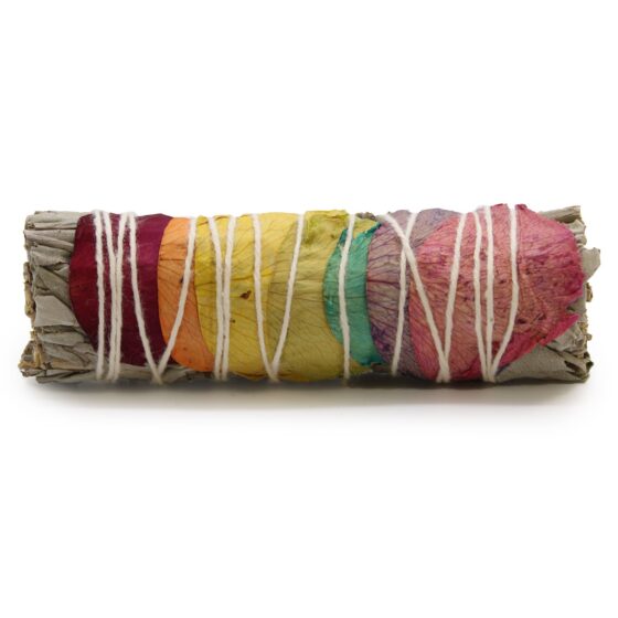 Ancient Wisdom smudge stick – 7 Chakras Rose Petals Sage (10 cm) (Chakra) - Billede 1