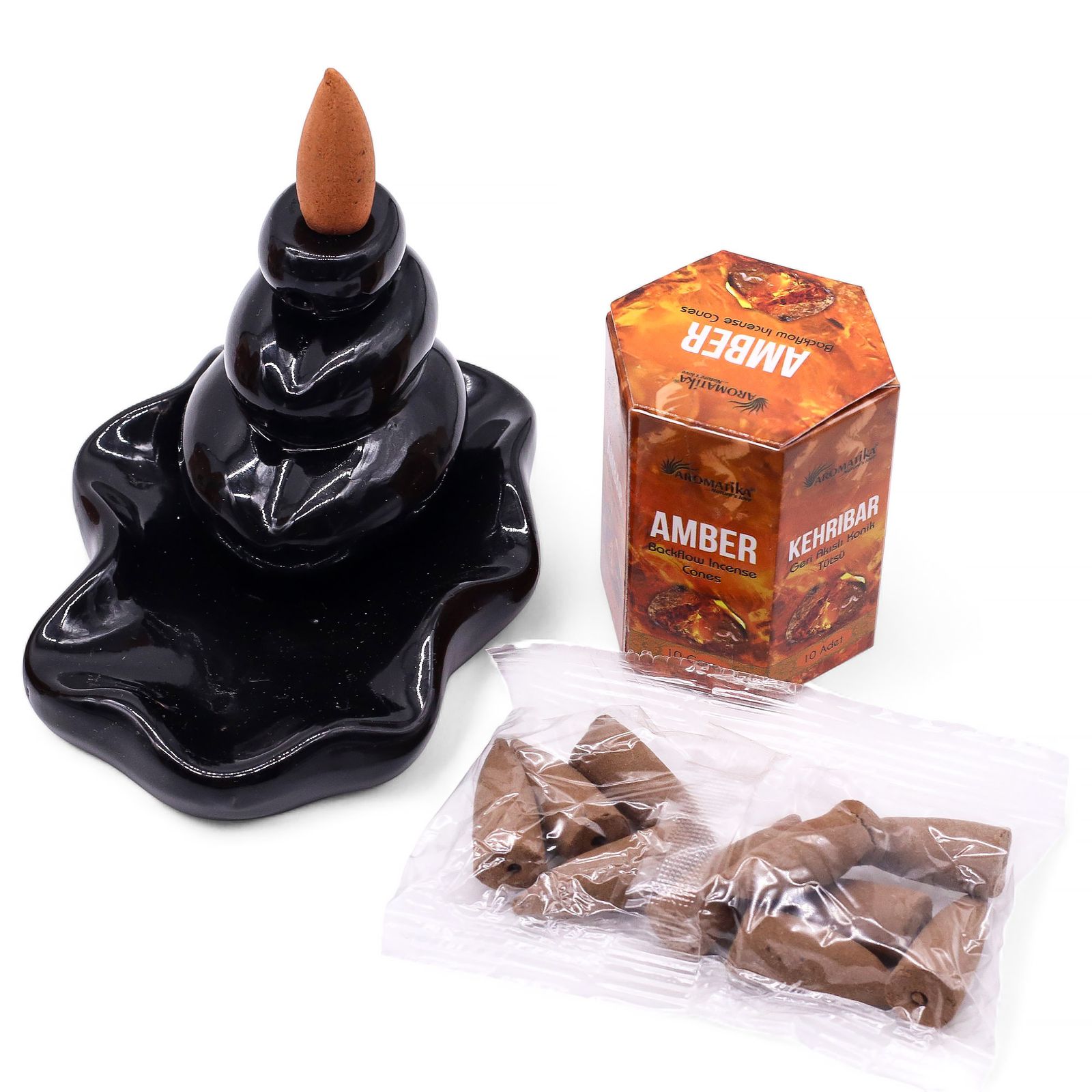 Backflow røgelseskegler – Amber (10 stk)