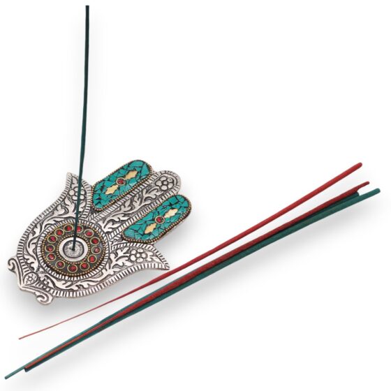Grøn røgelsesholder – Lille Hamsa (13×5,5 cm) - Billede 2
