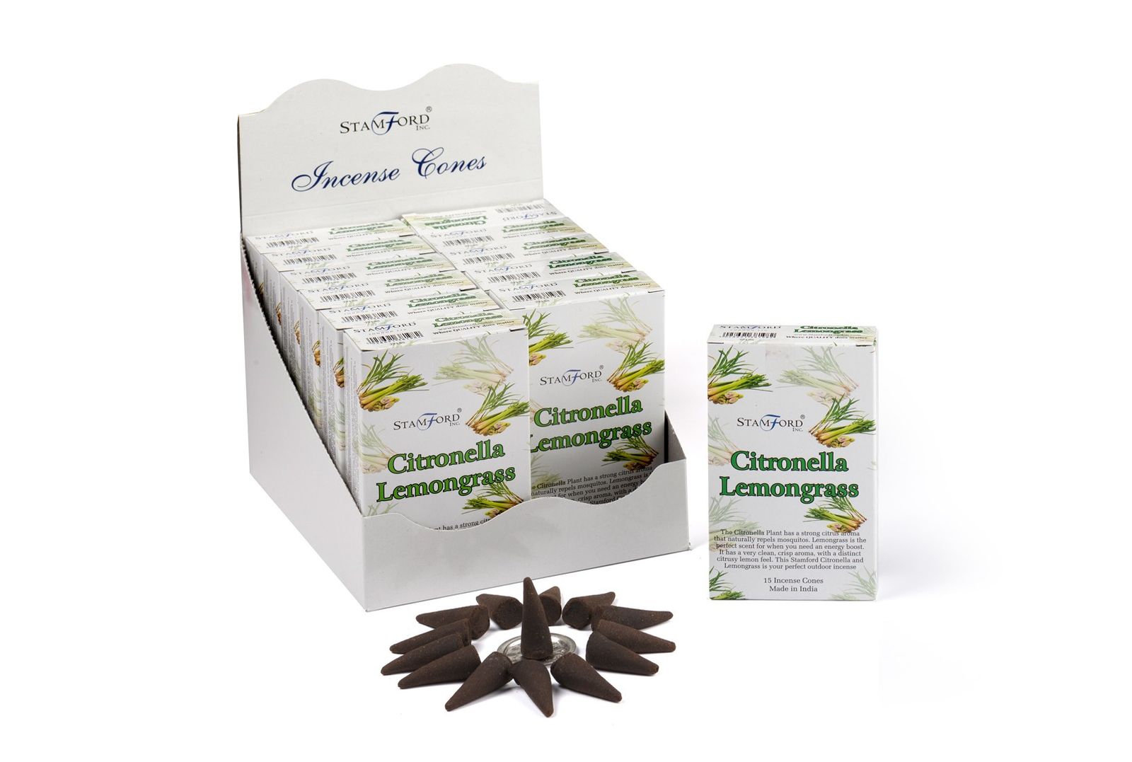 Stamford Premium røgelseskegler – Citronella & Lemongrass