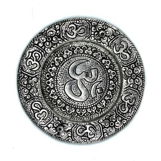Poleret aluminium røgelsesholder – Om Round (11 cm) - Billede 1