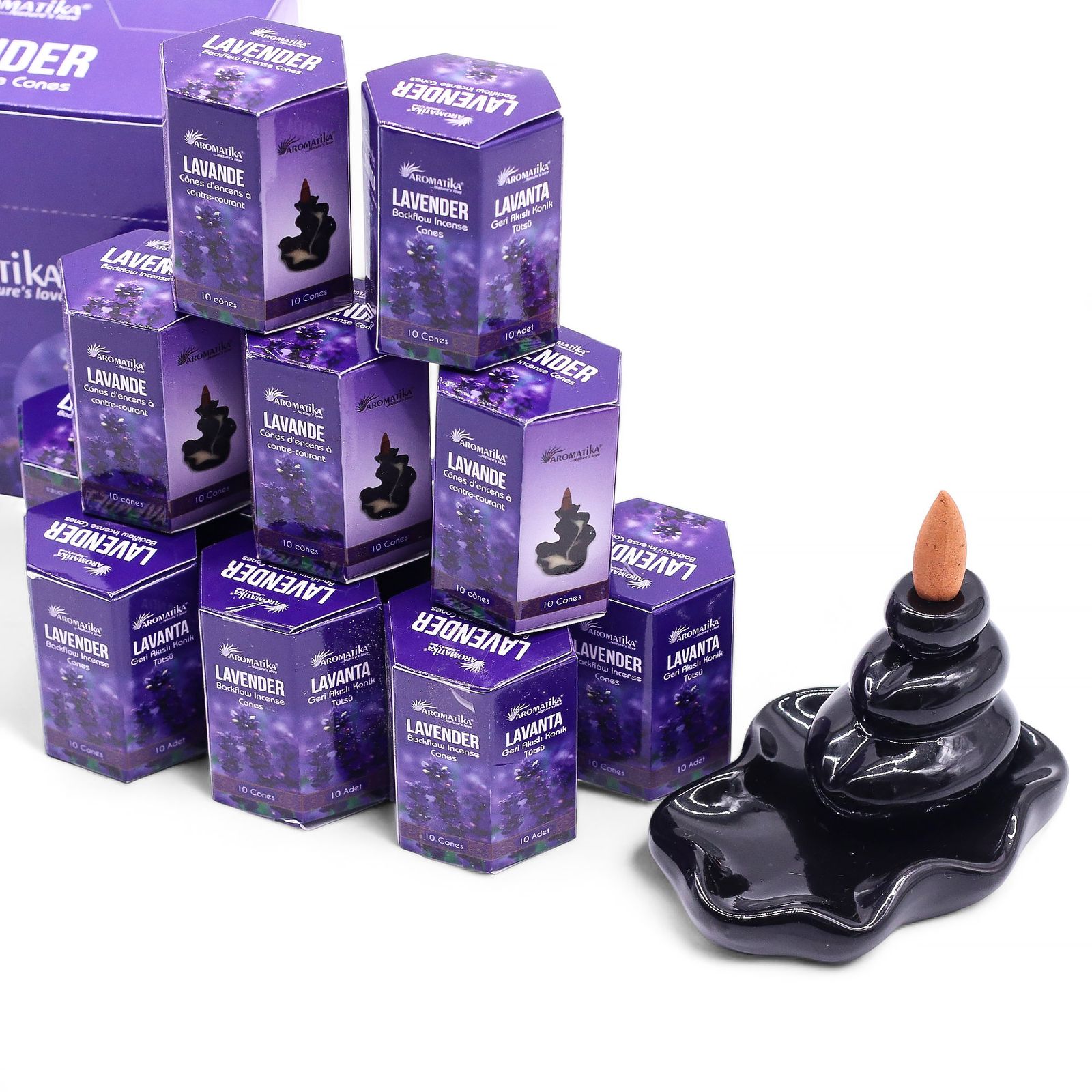 Backflow røgelseskegler – Lavender (10 stk)