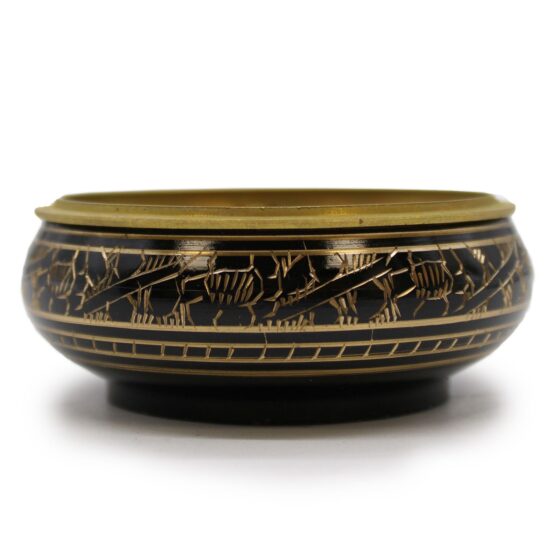 Messing kulrøgelseskrukke – Carved - Billede 1