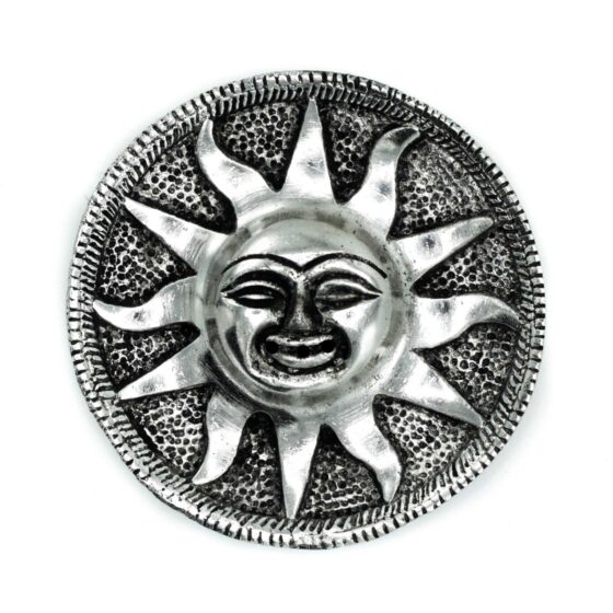 Poleret aluminium røgelsesholder – Sol (9 cm) - Billede 1
