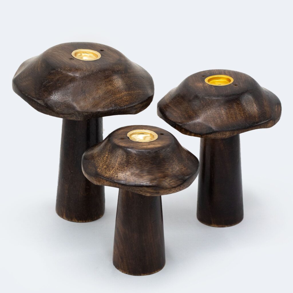 Flade røgelseskegleholdere Svampe – Sæt af 3 (11–13 cm)
