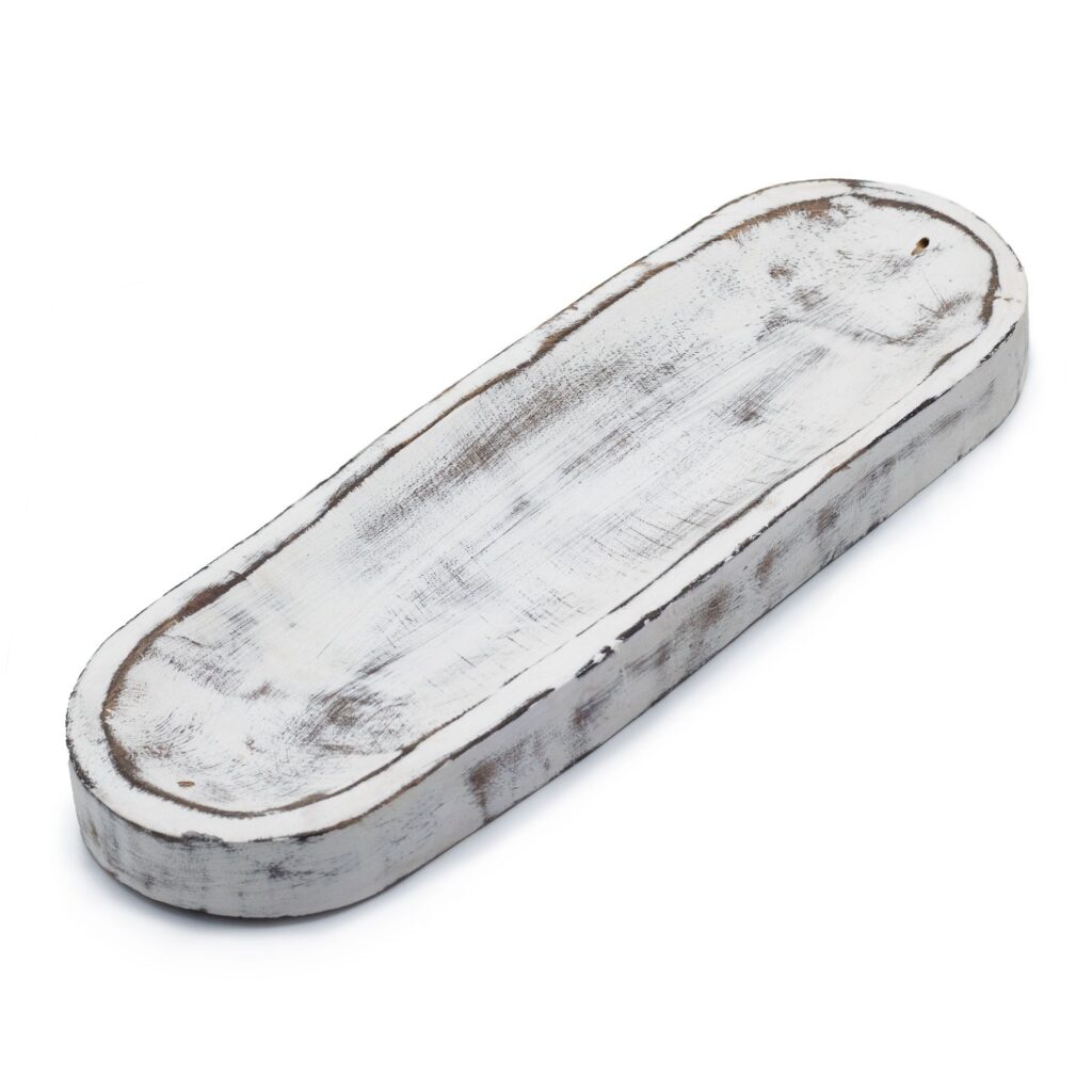 Stor røgelsesbakke – Classic Whitewash (30×10 cm)