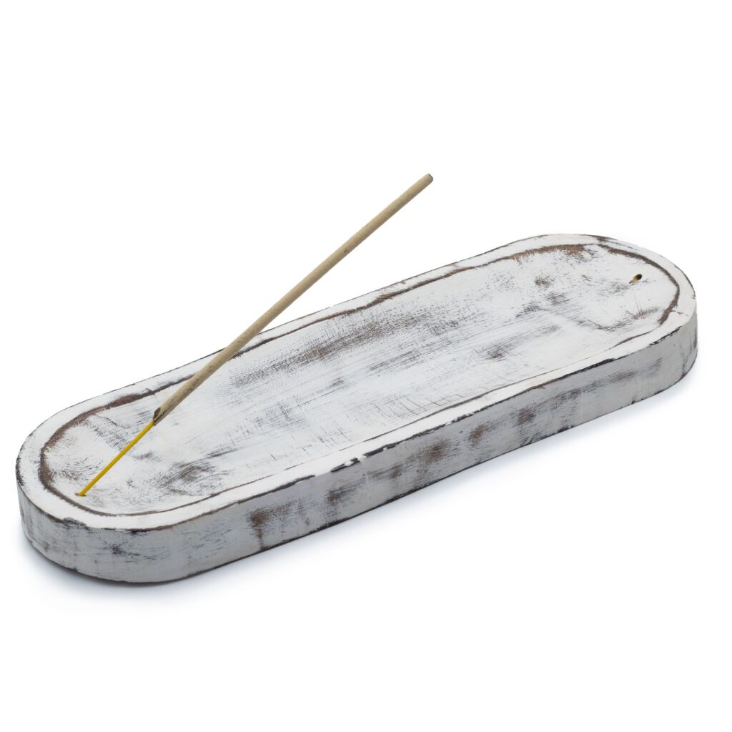 Stor røgelsesbakke – Classic Whitewash (30×10 cm)