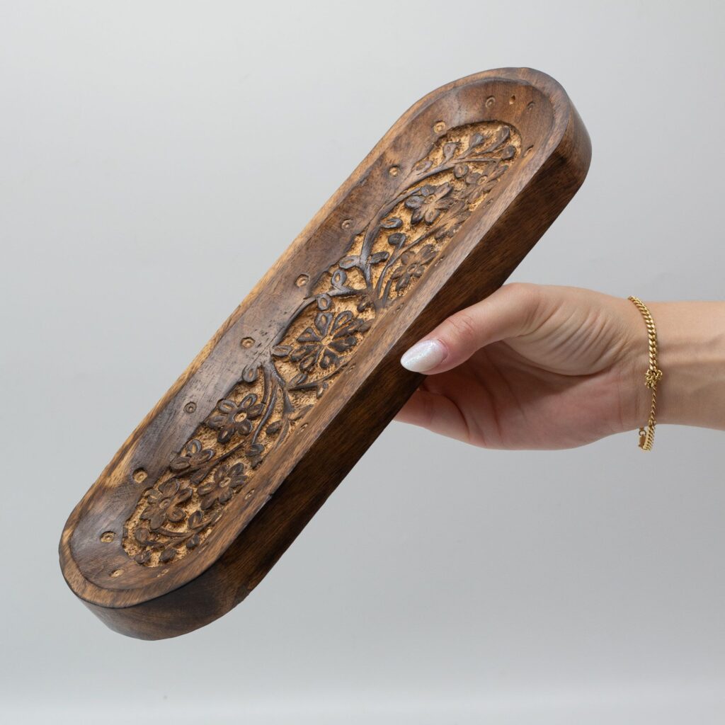 Stor røgelsesbakke – Flower Design (30×10 cm)